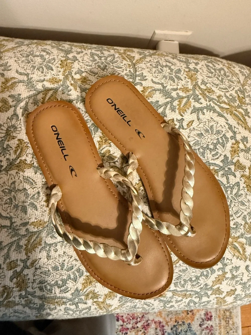 O'Neill Metallic Gold Braided Flips Flops